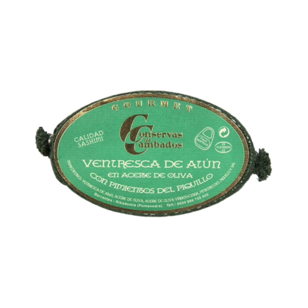 BOG005 Ventresca de Atún blanco en Aceite de Oliva con pimientos del Piquillo